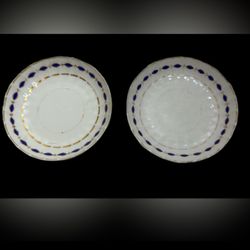 18th Century Royal Crown Derby Lot Of 2 Porcelain Saucers Late 1700s Mark