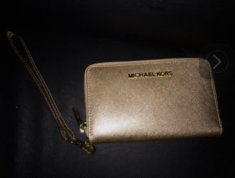 Gold Michael kors wallet wristlet