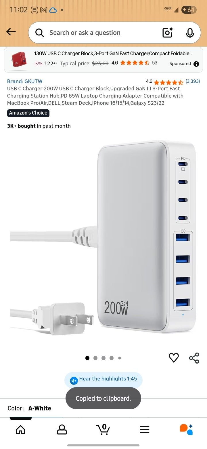 USB C Charger 200W USB C Charger Block,Upgraded GaN III 8-Port Fast Charging Station Hub