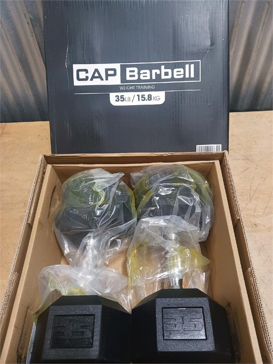 New CAP Barbell Coated Hex Dumbbell 35lb Weights, Pair