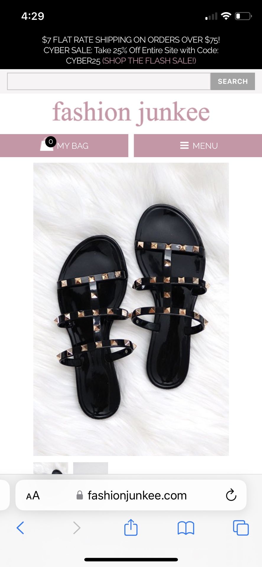 Nicole Miller Women’s Black and Gold Studded Jelly Sandals Slides size 7