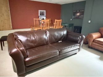 Brown leather couch