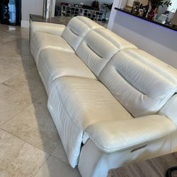 White Leather Dual Power 4PC Reclining Sectional Sofa