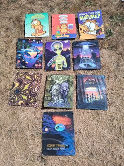 10 Vintage 90s Folders Peachies DragonBall Z Star Trek Garfield Aliens Sharks Planets Psychedelic