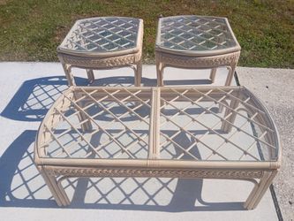 Rattan Coffee And 2 End Tables 