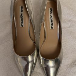 Karl Lagerfield Silver Pumps 
