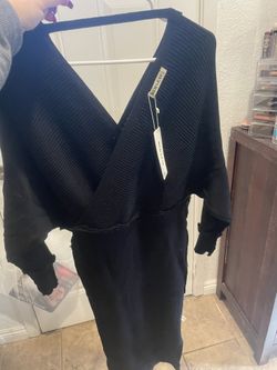 New Black Size 1 Large Knit Black Dress