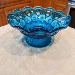Vintage L E Smith "Blue" Footed Compote Candy Dish" "Rare"