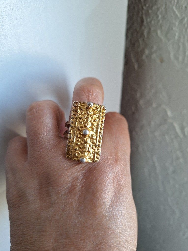Vintage Sterling Silver Gold Vermeil Ring