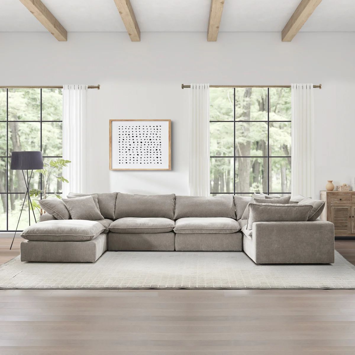 Aiden & Ivy Sereen 6-piece Fabric Modular Sectional, Light Brown (MSRP 2400$) - Brand new in box