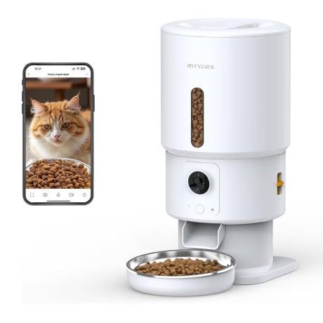 Automatic Cat Feeder with Camera - 5G WiFi Timed Cat Food Dispenser, 1080P HD Video with Night Vision, 1-15 Meals, 1-99 Portions, 2-Way Audio, Keeps D