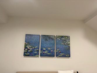 Monet Water Lilies Triptych Canvas Wall Art