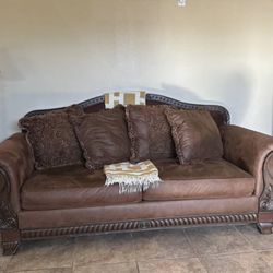 Brown Suede Sofa 