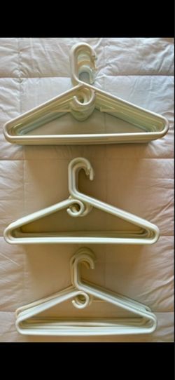 37 white, solid HANGERS - Hardly used, look like new, all for $9