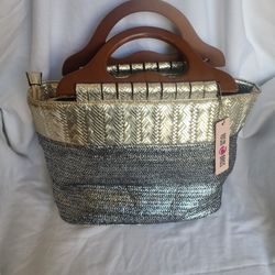 TINDER LEATHER
Tinder Gold and Silver Woven Top Handle Bag – Luxe Rustic Charm