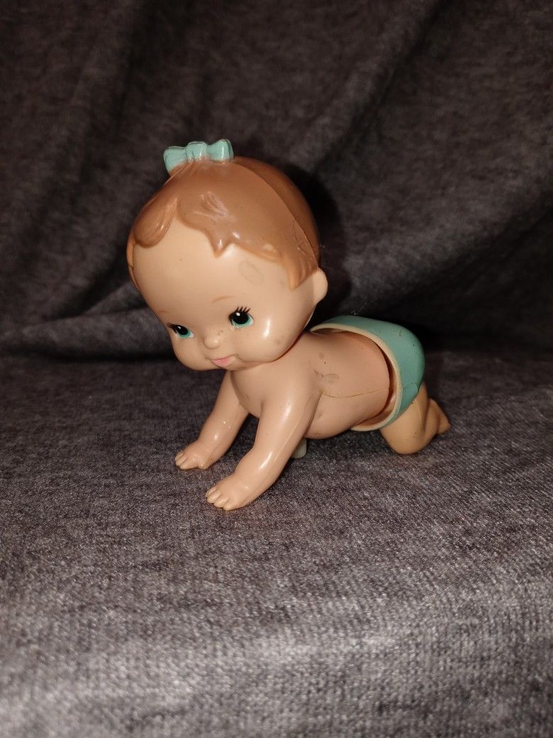 Vintage Tomy Wind Up Crawling Baby Toy 1977