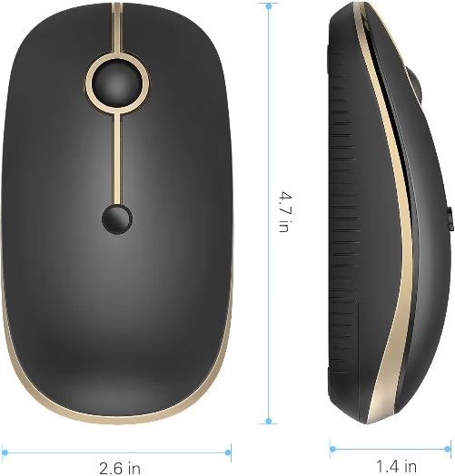 Wireless Bluetooth Mouse, Dual Mode (Bluetooth 4.0 + USB) Silent Bluetooth Wireless Mouse with USB Nano Receiver, 3 DPI Levels for Laptop, PC, MacBook