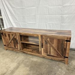 Farmhouse style TV Stand wood entertainment center with storages - media console design  