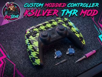 PS5 DualSense Controller (Custom Houndstooth Wrap) – K-Silver JS13 Pro+ TMR Anti-Drift Joysticks
