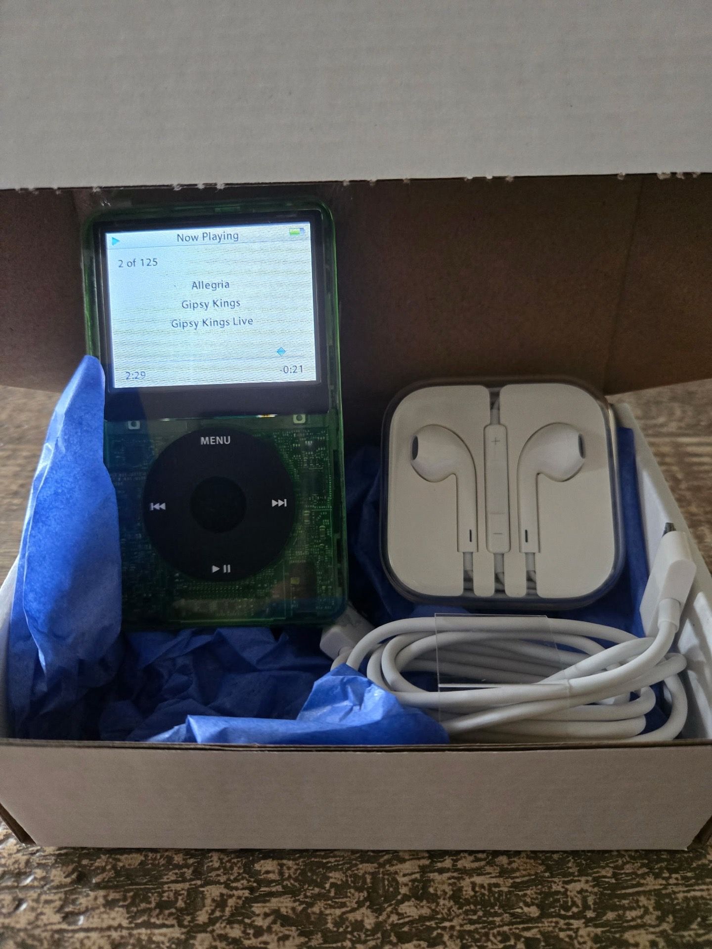 Apple iPod Classic 30gb Modded Translucent Green with New Accessories