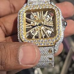 Cartier Santos Skeleton Iced Out 