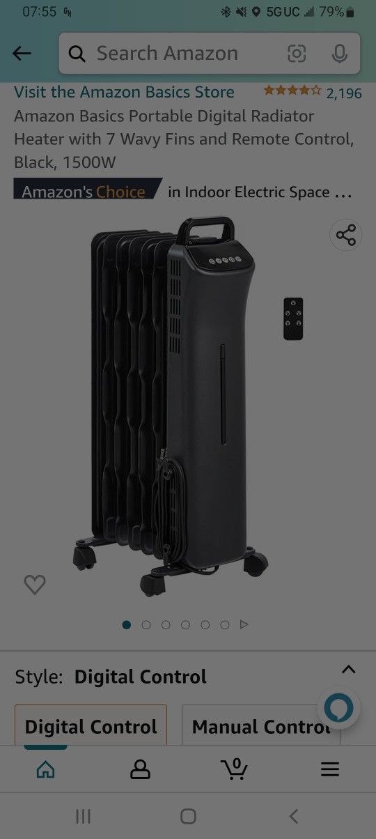 Remote Control Amazon Radiator Heater EUHOMY 1500W Oil Filled