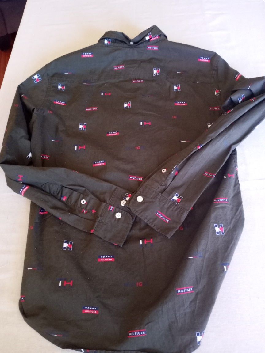 Tommy Hilfiger Monogram Slim Fit Long Sleeve Shirt Nwot Size Medium