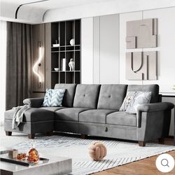 Grey Sectional Couch With Ottoman For Sale