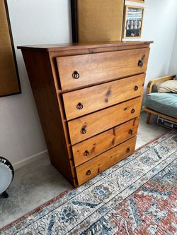 Custom Solid Pine 5-Drawer Dresser – Unique Angled Design
