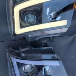 07-14 Chevrolet Tahoe Suburban Avalanche LED DRL Projector Headlights Luces Focos Micas Faros Faroles Headlamps Chevy