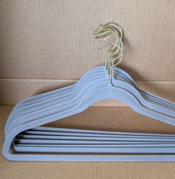 Joy Mangano Gray Velvet Hangers with Gold Tone Hooks Set 7