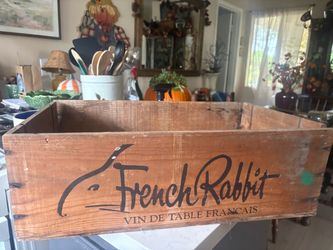 Vintage French Rabbit Vin de Table Français Wooden Crate