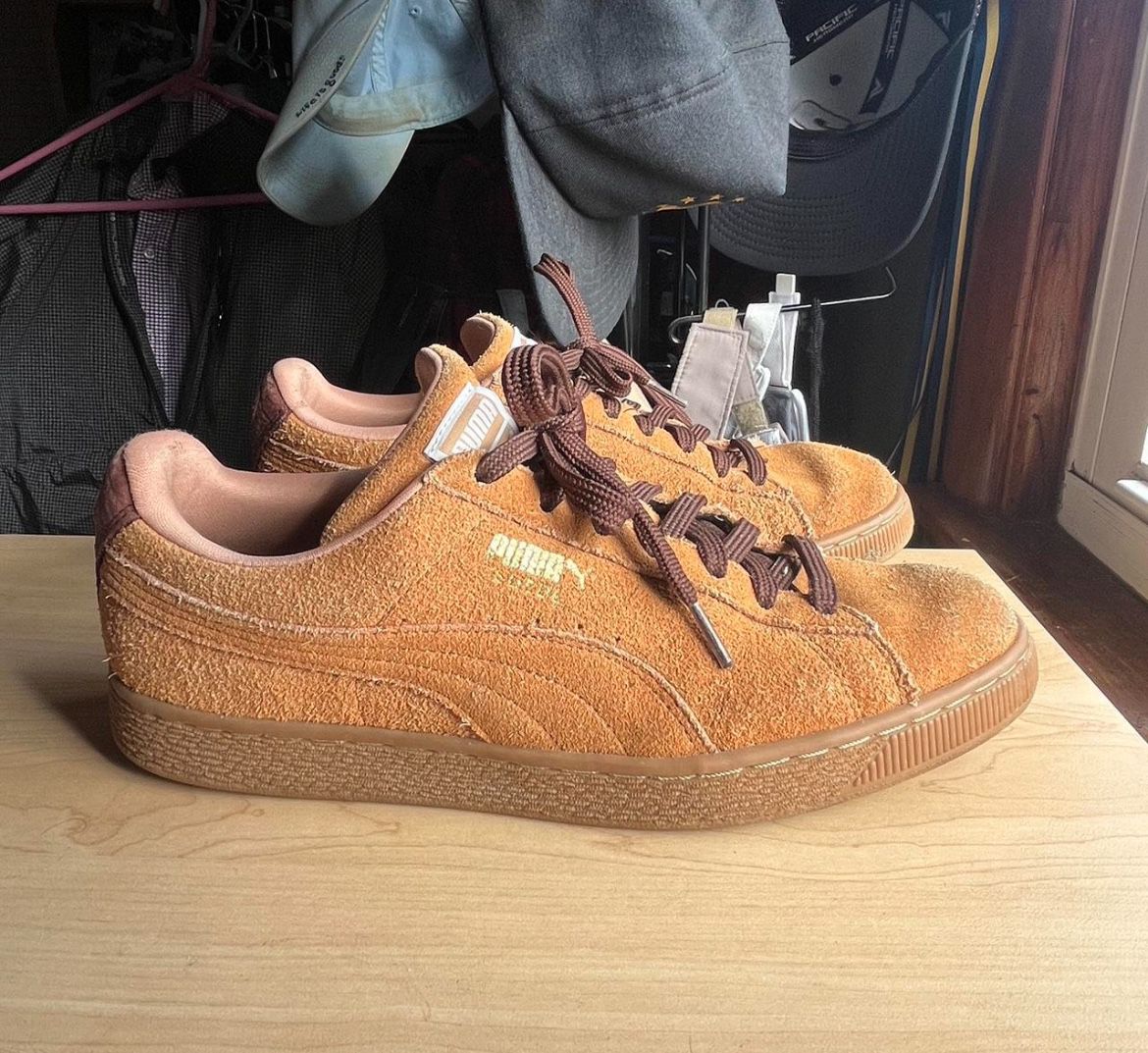 Puma Classic Suede Brown Tan Cream Elephant Print Low Top Size 10.5