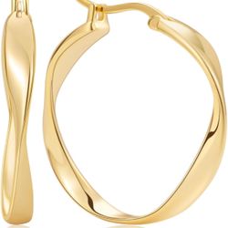 14K Gold Twisted Hoop