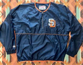 VTG Majestic MLB Pullover Bating Practice Windbreaker Jacket San Diego Padres XL