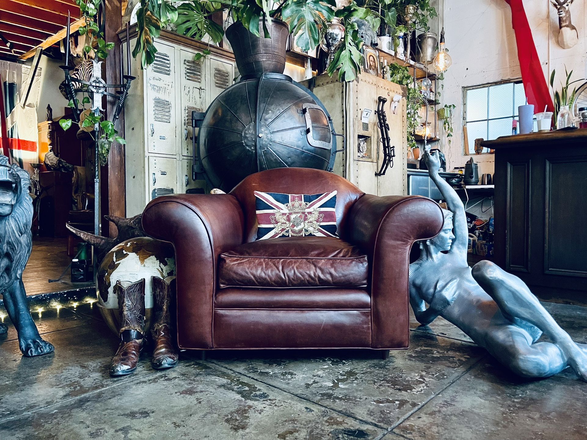 Chair Vintage Leather Cigar Brown lounge Club chair reading / Writer’s chair !