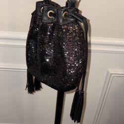 NWOT Small Purse Bag Black/gold Sequins 