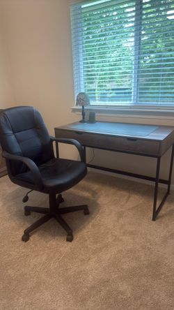 Desk with leather chair