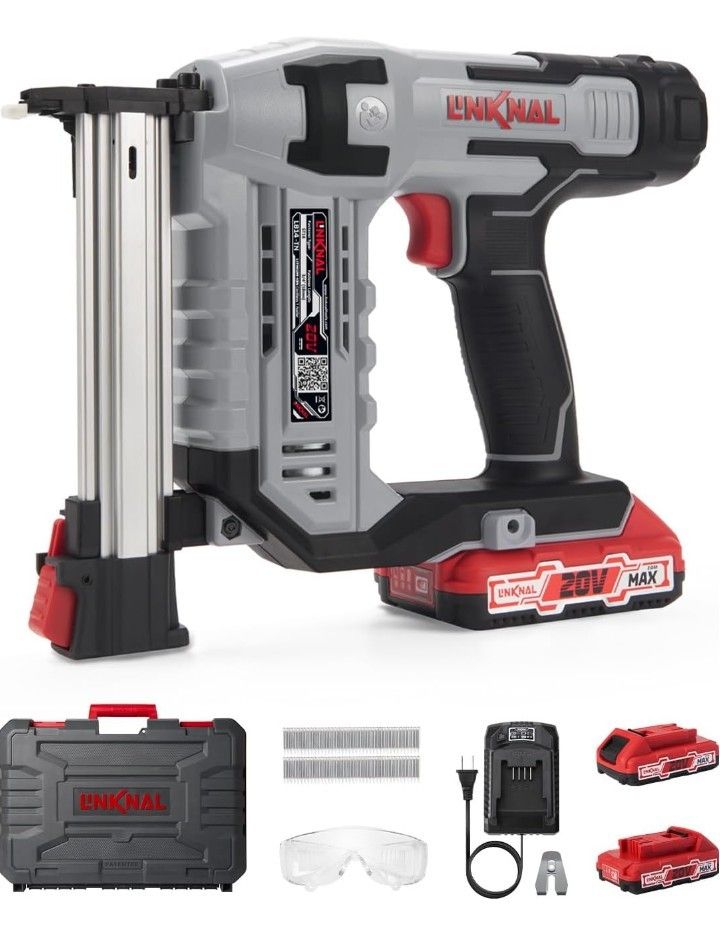 LINKNAL-Cordless T Nailer Battery Powered, 14 Gauge 3/4'' (ST18) Electric Nail Gun, 2×Batteries, Charger and 200 Nails Included...NEW IN BOX