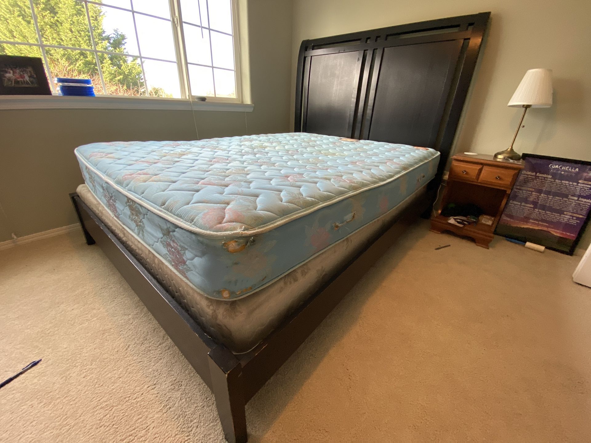Queen Mattress, Box Spring and Bed Frame