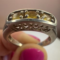 925 silver Natural Citrine ring , size 7