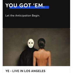 Ye Kanye West Concert Friday 4/3 AISLE SEATS