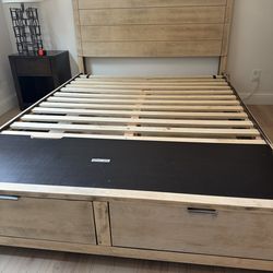 Queen bed frame with side, dresser, and dresser
