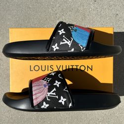 Louis Vuitton LV Monogram Pool Slides Black | Men's Size 11 