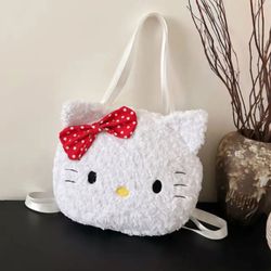 Sanrio Hello Kitty Plush Backpack with Red polka-dot Bow- Mother's Day Gift 💐🎀✨️