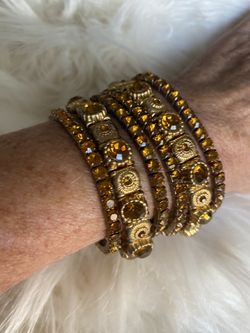 Six Bracelets and Matching Rhinestone Earrings