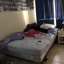 Queen Bed, Frame, Mattress And Box Spring