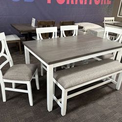 Grey And White Dining Kitchen Table set 