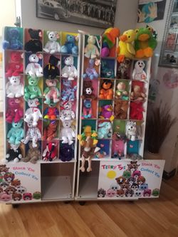 Original Collection of Beanie babies With 2 Display Shelves for