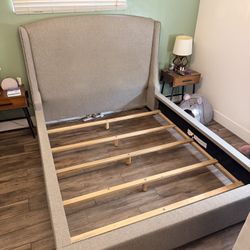 Queen-sized Upholstered Bed Frame Grey 